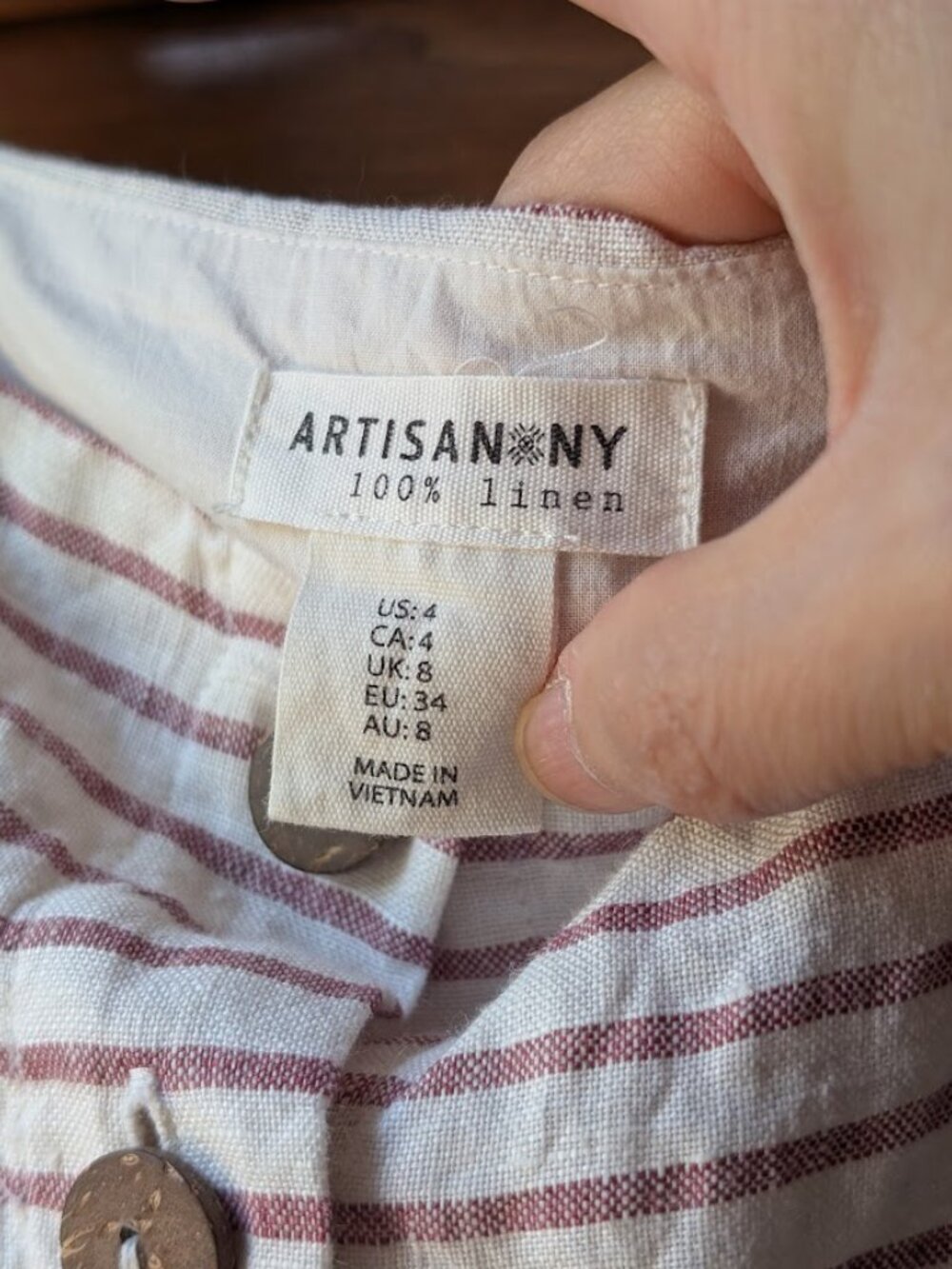 Artisan NY Linen Jumper Dress Red White Stripes Button Front Lagen Look Sz:4 - Picture 2 of 14